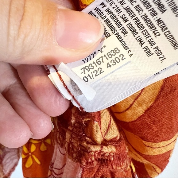 American Eagle Outfitters Orange Pink Floral Lightweight Flowy Boho Top - Picture 5 of 6